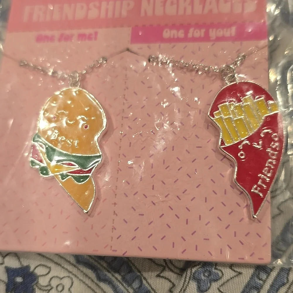 ❤️10/$20 New Friendship Necklace Set with Hamburger and Fries Valentines Day